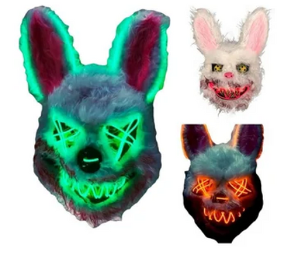 MASCARA HALLOWWEN CONEJO LUZ LED