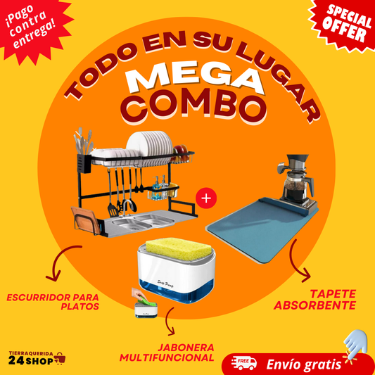 COMBO ESCURRIDOR PARA PLATOS+ TAPETE+ JABONERA