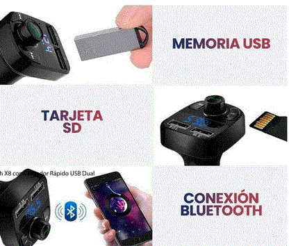 TRANSMISOR BLUETOOTH 3.1 ALS-A188  CON CARGA RAPIDA PARA CARRO