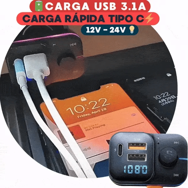 TRANSMISOR BLUETOOTH 3.1 ALS-A188  CON CARGA RAPIDA PARA CARRO
