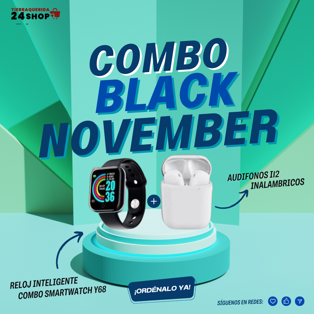 COMBO SMARTWATCH Y68 +AUDIFONOS I12