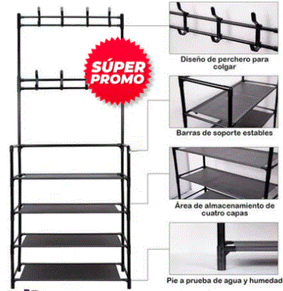ZAPATERO PERCHERO ORGANIZADOR 4 NIVELES