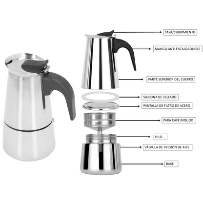 CAFETERA ITALIANA MANUAL EN ACERO 4T