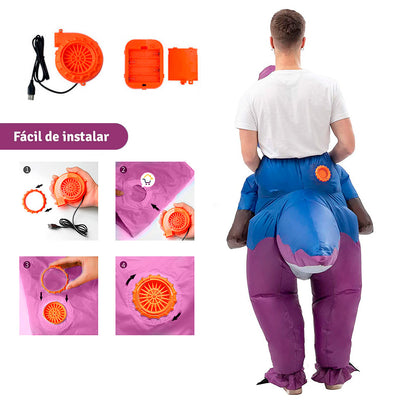 DISFRAZ DINOSAURIO MORADO INFLABLE